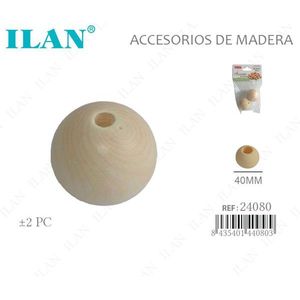 Perline in legno Ilan da 40 mm con foro grande per accessori di abbigliamento - Product Image 1