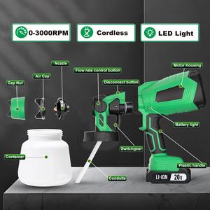 20V Cordless Paint Sprayer Gun 800ml 2500PSI <b>Brushed</b> Motor DIY Battery <b>Powered</b> CPS-20B Cordless Paint Sprayer CPS-20B - Product Image 4
