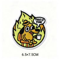 Patch brodé éco-responsable pour chien, à thermocoller, avec auto-agrippant, motif dessin animé - This Is Fine Dog