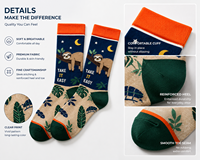 Chaussettes de sport à impression numérique sans couture à 360 degrés, personnalisables avec n'importe quel motif, en coton, bambou, nylon, polyester, laine mérinos
