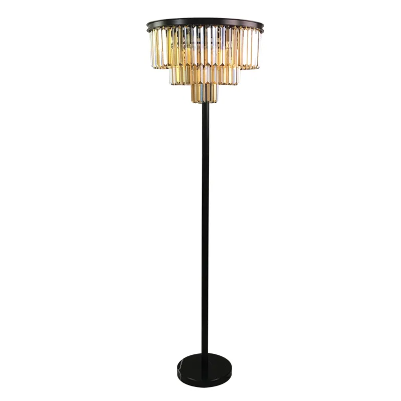 European Home Decorative K9 Crystal Chandelier Standing Floor Lamp