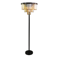 Américain Moderne Scandinave Rétro Luxe Cristal LED Lampadaire 10 'Vertical avec Corps en Fer pour Salon Chambre Hôtels