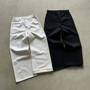 Jeans Baggy da <span class=keywords><strong>Uomo</strong></span> in Denim Selvedge Bianco, Stile Retrò Vintage, Gamba Larga 15oz, Vestibilità Ampia, Lavaggio Medio, Stile Streetwear Estivo - Product Image 1