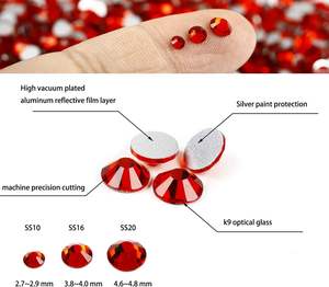 Ss10พลอยเทียมสีแดงกลมหลังแบนเหมาะสำหรับตกแต่งเล็บถ้วยและตกแต่งงานฝีมือแบบ <span class=keywords><strong>DIY</strong></span> - Product Image 1