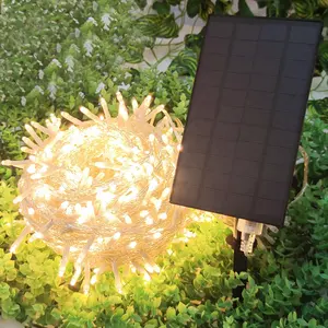 50m 400led giáng sinh chuỗi đèn ngoài trời không thấm nước IP65 panel năng lượng mặt trời