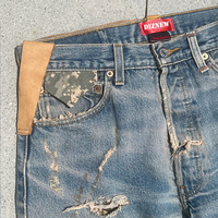 DiZNEW Herren Jeans Hosen Großhandel Übergröße Zerrissene Jacquard-Riemen Herren Freie Größe Jeans Denim