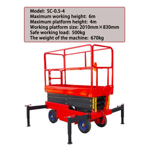 Plataforma de Trabajo Aérea Móvil de 4M, Mesa Elevadora, Elevadores Móviles, Mesas de Tijera Manuales de Empuje y Tracción, Elevador de Tijera Hidráulico Móvil - Product Image 2