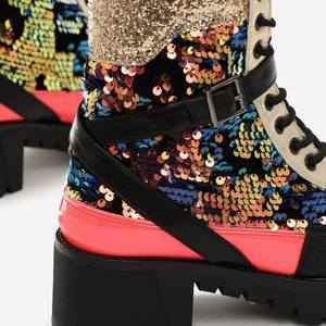 2025 nouveau hiver <span class=keywords><strong>Chic</strong></span> Design mode talons épais femmes <span class=keywords><strong>bottes</strong></span> paillettes plate-forme <span class=keywords><strong>bottes</strong></span> haute rue chaussures - Product Image 3