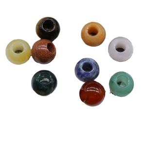 <span class=keywords><strong>Perles</strong></span> de pierre de cristal de guérison naturelle 5mm diamètre intérieur 12mm pierre précieuse d'agate grand trou pour la fabrication de bijoux à bricoler soi-même produit Nature en vrac - Product Image 2