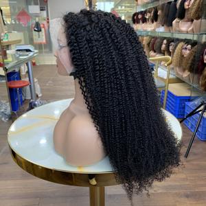 Perruques en dentelle frontale 13x4 afro bouclées crépues transparentes, cheveux vierges brésiliens humains, 26 pouces, perruques en dentelle frontale pour femmes noires - Product Image 4