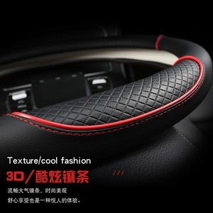 Accesorios Interiores, Funda de Cuero para <span class=keywords><strong>Volante</strong></span> de Coche, Diseño de Punto Rojo con Negro, 38 cm de Diámetro, 4 Radios, Estilo Lujoso - Product Image 6