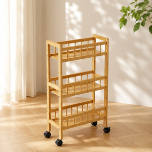 This multi-layered, wheeled storage shelf features ultra-narrow <b>gaps</b> and is designed for easy movement and tableside - Product Image 2