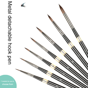 Ensemble <span class=keywords><strong>de</strong></span> pinceaux professionnels détachables pour <span class=keywords><strong>aquarelle</strong></span>, manche compact en métal noir, poils en nylon, pour artistes et peinture en plein air - Product Image 6