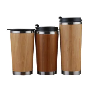 Seaygift Tùy Chỉnh Sinh Thái Thân Thiện 100% Hữu Cơ Tự Nhiên Tre Travel Coffee Cup 450Ml Bằng Gỗ Thép Không Gỉ Tumbler Mug