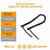 Kabel Harness Elektronik Profesional RJ12 6P6C Reverse Coiled dengan Konduktor Tembaga, Isolasi PVC/PBT, Berperingkat IP20 untuk Penggunaan Dalam Ruangan