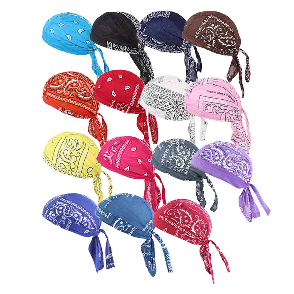 Fantezi pamuk saç eşarp erkek Paisley Headwrap korsan şapkası açık bisiklet spor kap Unisex Bandana türban kadın Paisley tasarım