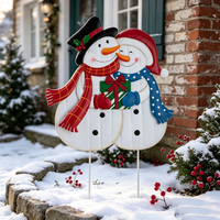 Décorations de Noël Artisanales : Père Noël et Mère Noël en Métal pour Jardin, Boîte Cadeau, Décoration Extérieure pour Pelouse et Porche