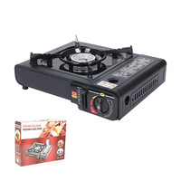 Réchaud de camping portable d'extérieur en métal, cuisinière à gaz butane monobloc pour barbecue et wok, avec allumage intégré