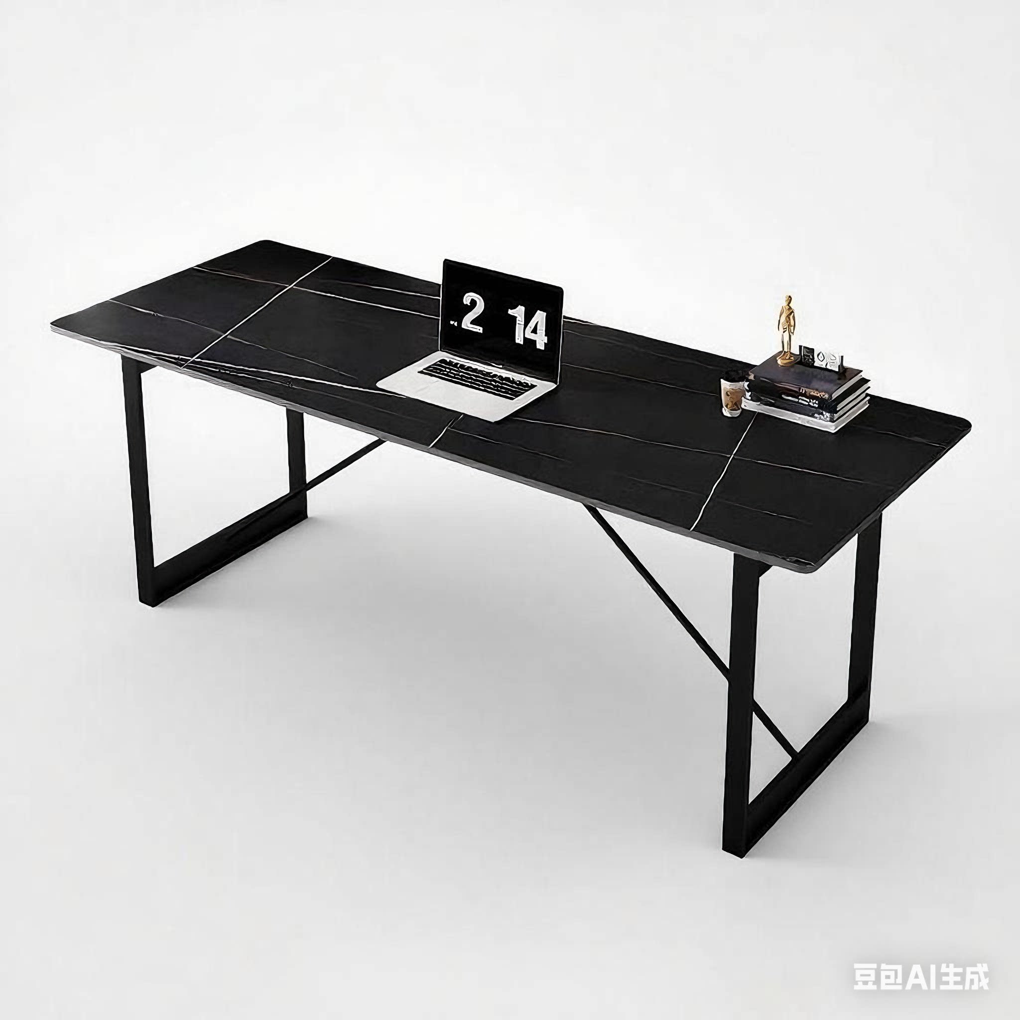Plateau de table Lauren noir + pieds de table noirs