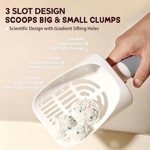 Dual Compartment <b>Cat</b> Litter Scoop Set Wall Mounted PP Litter <b>Box</b> Holder Built In Trash Bin Manual Cleaning - Product Image 4