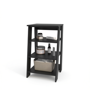 Scaffale da Bagno Aperto McNeal a 3 Ripiani, Design Minimalista in Legno, Verniciato Nero, Salvaspazio - Product Image 1