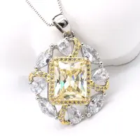 Collier avec pendentif en pierres précieuses, bijoux plaqués or platine, bijoux en cristal de fleur