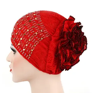 fashion women base caps sequins design headcover scarf