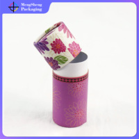 Kotak Kado Bulat Berbentuk Bunga untuk Kemasan Lip Balm Kertas, Produsen Tabung Putar Mewah, Wadah Parfum Padat Silinder Kraft
