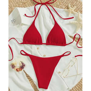 Women Printed Small Rib 2 Piece Bikini Set Sexy Summer <b>Beach</b> Swimwear - Product Image 1