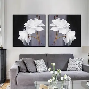 Decorative Paintings Painting Handmade Flowers Canvas White Flower Abstract Art Flower Oil Painting For Living Room Decoration