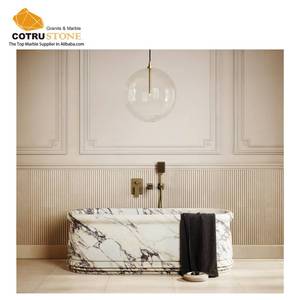 Baignoire ovale violette Calacatta de luxe de qualité supérieure Baignoire autoportante en pierre naturelle en marbre Appartements modernes en usine directe - Product Image 1