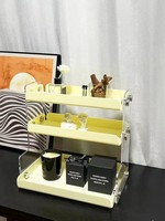 Étagère de table minimaliste en acrylique, style luxe léger, transparente, 3 niveaux, multifonctionnelle, anti-poussière, anti-humidité, présentoir