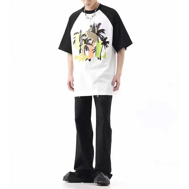 Camisetas gráficas grandes para homens de manga curta de algodão de alta qualidade de fabricantes de streetwear