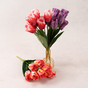 Flores Artificiales de Seda - Tulipanes de 9 Cabezas para Decoración de Ventanas y Escaparates, Arreglos Florales de Lujo - Product Image 1