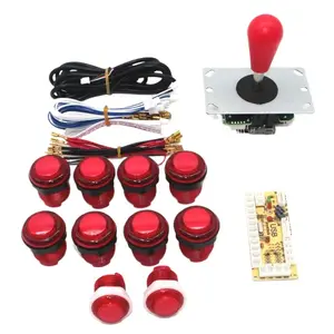 1 Player Arcade Joystick Controller Kit 5-V-LED-Schalter Drucktasten USB-Encoder-Platine mit LED-Kabeln Diy Arcade Parts Kit