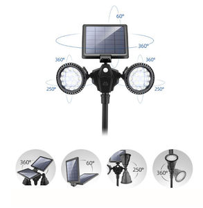 Luz led solar impermeable de doble cabezal <span class=keywords><strong>para</strong></span> césped, luces impermeables de doble cabezal, resistente al agua - Product Image 2