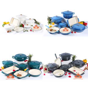 Bộ nồi chảo gang tráng men bán chạy, 11 món, bán buôn, gồm nồi nấu canh, nồi kho, chảo - Product Image 3