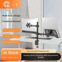 Support d'ordinateur en acier laminé à froid noir One Mu Three Fen Di en stock, support combiné pour moniteur et ordinateur portable, bras mécanique réglable en hauteur