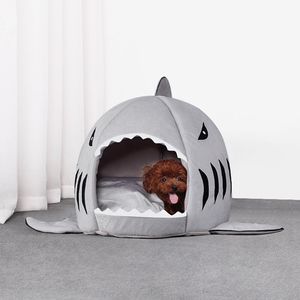Lit pour chat en forme de requin dessin animé maison pour chien d'intérieur chaude et confortable pour petits animaux de compagnie grotte de tente de chenil durable pour animaux de compagnie - Product Image 4