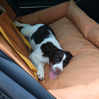 Coussin de siège auto pour chien imperméable à trois côtés avec deux sangles de sécurité réglables pour siège arrière - Utilisation toutes saisons