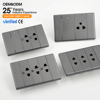 Prise murale modulaire ultra-mince KSQ, type 118, gris, PC, 15A 250V, norme US et Thaïlande, pour usage domestique et professionnel, vente en gros usine