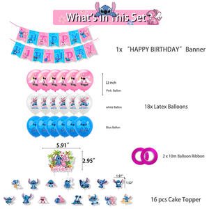 Kit de Décoration Thème <span class=keywords><strong>Stitch</strong></span> <span class=keywords><strong>Rose</strong></span> pour Fête, Comprend une Bannière et des Cake Toppers pour Anniversaire de Filles, Fournitures de Fête <span class=keywords><strong>Stitch</strong></span> - Product Image 6