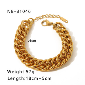 Luxurious Designs 18K PVD Gold Plated Stainless Steel Chunky Cuban Link Chain <b>Bracelet</b> | Waterproof, Hypoallergenic No Fading - Product Image 6