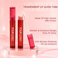 Tube de brillant à lèvres rouge profond avec applicateur doe foot, flacon vide long et élancé pour gloss à lèvres, emballage cosmétique en gros pour marque privée