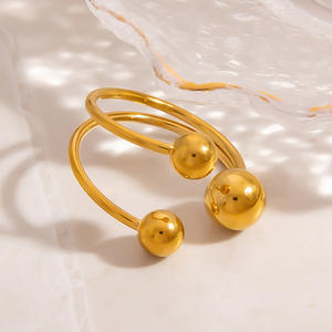 Stainless Steel Ball <b>Ring</b> 18K Gold Plated Geometric Design Unisex Fashion <b>Ring</b> Index Finger Jewelry Gift - Product Image 4