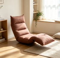 Fauteuil de sol pliable réglable en denim et lin, canapé paresseux pour salon et chambre à coucher