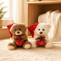 Ensemble de jouets en peluche ours en peluche de Noël personnalisés en gros avec mini sac cadeau, animaux en peluche doux, cadeau pour enfants