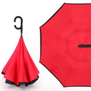 Parapluie inversé coupe-vent automatique pour adultes, couleur unie, poignée en C, design classique, personnalisable avec logo, vente en gros - Product Image 2