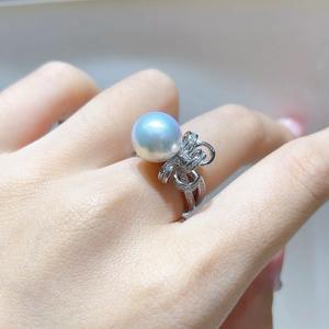 Exquisita Pulsera de Perlas Edison Chapada en Oro de Plata 925 y Anillo con Lazo de Cinta de 10-11 mm con Sentido del Diseño - Product Image 1