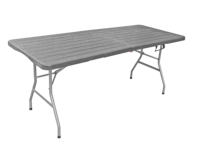 Mobilier d'extérieur de 6 pieds en plastique HDPE table de camping pliante ensemble de table de bière en grain de bois table de jardin vente en gros